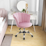 Velvet Petal Shell Chair Adjustable Mid-Back Vanity Leisure Armchair Home Pink