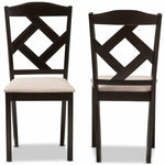 Baxton Studio Ruth Solid Wood Dining Side Chair in Beige and Brown (Set of 2)