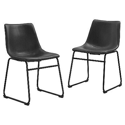 Set Of 2 Laslo Modern Upholstered Faux Leather Dining Chairs Black - Saracina