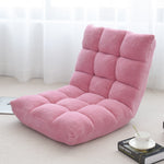 Foldable 14-Position Adjustable Floor Chair Cushioned Lazy Sofa Comfort Pink