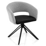 Modern Armchair Swivel Accent Chair w/ Sherpa Covered Back PU Seat & Steel Legs