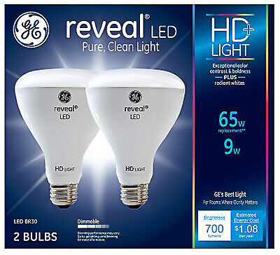 Reveal Hd + Led Light Bulbs, Dimmable, 580 Lumens, 11-Watt, 2-Pk.