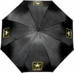 United States Army Star Strong Black 23" Long Rain Wooden Umbrella