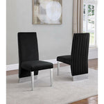 Black Tufted Velvet Accent Side Chairs With Silver Chrome Detailing (Set Of 2)