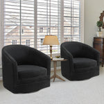 Giantex Set of 2 Swivel Barrel Chair Upholstered Velvet Accent Armchair Black