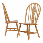 Selections Keyhole Windsor Dining Side Chairs in Light Oak Solid Wood Set of 2