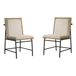 Torrance Set Of 2 Oak Finish Wood Dining Chairs With Metal Legs