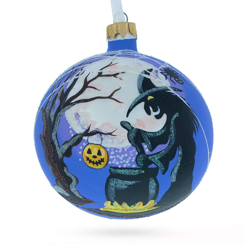 Wickedly Delightful: The Witch on Halloween Glass Ball Christmas Ornament 4