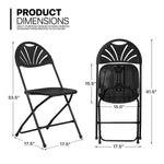 Black [10 Pcs Foldable Chairs] Portable Outdoor Gathering Wedding Seat W/Handle