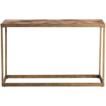 SEI Furniture Dorville Patchwork Wood Top Console Table in Brass