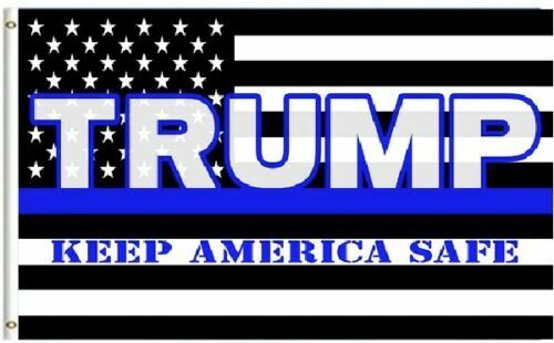 Usa Trump Kas Keep America Safe Blue Line Police 4X6 Flag Rough Tex 100D Nylon