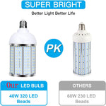 Super Bright 400W Eq. Led Bulb 320-Chip Corn Light E26 5000Lm 40W Daylight 5000K