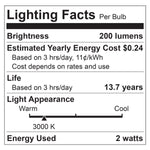 Sunlite LED G9 Base Bulbs, 2W (25W Equal), 200 Lumen, 3000K Warm White