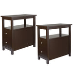 Set Of 2 End Table Furniture Mdf Bookshelf Storage Rack 2 Drawer For Living Room