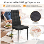 Set of 4 Dining Cushioned Chairs Metal Frame High Back Fabric Kitchen Black