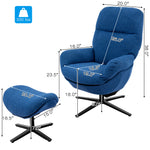 Costway Modern Swivel Chair  & Slanted Ottoman w/Aluminum Alloy Base Blue