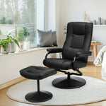 Costway Swivel PU Leather Lounge Accent Armchair Recliner Chair w/ Ottoman Black