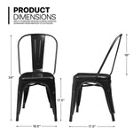 Black[4 Pack Stackable Metal Side Chair Set]Portable Kitchen Counter Dining Seat