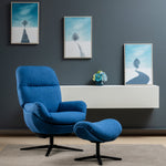 Costway Modern Swivel Chair  & Slanted Ottoman w/Aluminum Alloy Base Blue