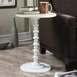 White Painted Wooden Spindle Accent Table Round Top End Side Pedestal Plants