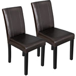 Dining Room Parson Chairs Set Of 2 Wood Pu Leatherette Padded Waterproof Brown