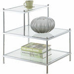 Royal Crest Top Step End Table In Clear Glass And Chrome