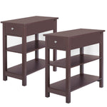 Set Of Two Home Wood Simple Luxury Style End Table With One Drawer 24", Brown