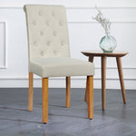 Set of 4 Tufted Dining Chair Parsons Upholstered Fabric Chair Wooden Legs Beige