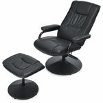 360°  PU Leather Lounge Accent Armchair Swivel Recliner Chair w/ Ottoman Black