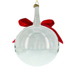 Santa by Tree with Red Bow - Festive Blown Glass Ball Christmas Ornament