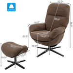 Costway Modern Swivel Chair & Slanted Ottoman w/Aluminum Alloy Base Coffee