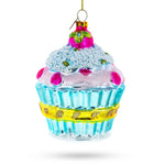 Sugar Frosted Delight: Cupcake - Blown Glass Christmas Ornament