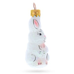 White Bunny Glass Christmas Ornament