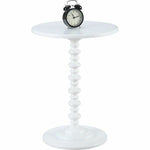 White Painted Wooden Spindle Accent Table Round Top End Side Pedestal Plants