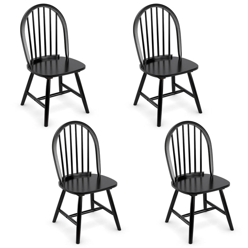 Set of 4 Vintage Windsor Dining Side Chair Wood Spindle Back Kitchen Black
