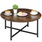 Round Coffee Table X Shaped Metal Frame Dinning Table Indoor Office Home Use