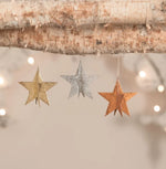 Set/3 Bethany Lowe Metallic 3D 5-Point Star Ornament Retro Vntg Christmas Decor