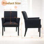 2PCS Executive Guest Chair Waiting Room Arm Chair w/Rubber Wood Legs Black