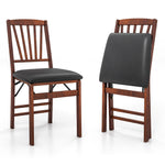 2 Pack Folding Dining Chairs Foldable Chairs w/ PVC Padded Seat & High Backrest