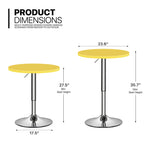 Yellow Adjustable Height Pub Bar Cocktail Table Wooden 360 Swivel Round Tabeltop