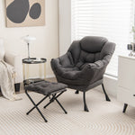 Lazy Sofa Chair Accent Leisure Armchair With Folding Footrest & Storage Pocket