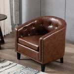 Living Room Bedroom Pu Leather Tufted Barrel Chair Tub Chair