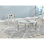 Royal Glam Round Mirrored Glass End Table In Silver