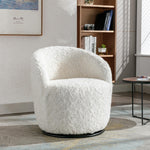 360° Swivel Artificial Rabbit Hair Fabric Swivel Accent Armchair Barrel Chair