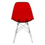 LeisureMod Dover Dining Side Chair With Acrylic Eiffel Base in Red Set of 2