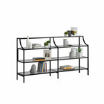 Sauder Harvey Park 3 Shelf 59" Metal Framed Glass Console Table in Black