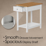 Side Table with Drawer- Narrow End Table with Storage Shelf Night Stand