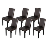 Parson Dining Chair 6 Pieces Brown Blended Leatherette Solid Wood Construction