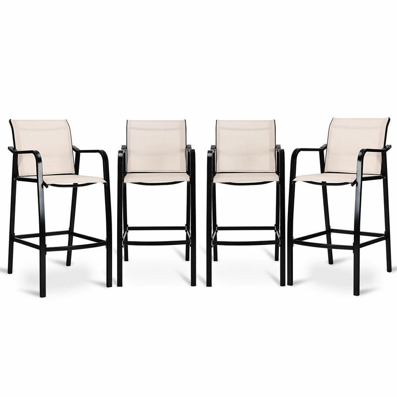 4 PCS Counter Height Stool Patio Chair Steel Frame Leisure Dining Bar Chair