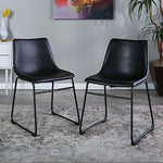 Set Of 2 Laslo Modern Upholstered Faux Leather Dining Chairs Black - Saracina